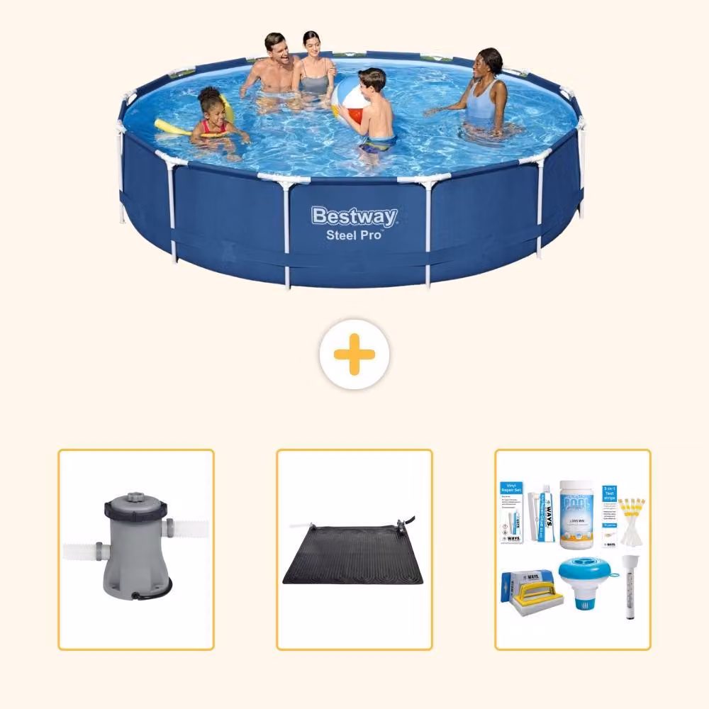 Bestway Steel Pro, piscina in acciaio, forma rotonda - 396x84 cm - composta da 4 parti, modello S22757