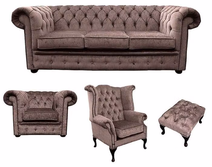 Sofagarnitur Chesterfield Polster Couch Sofa Leder Sitz Garnitur Ohrensessel 416