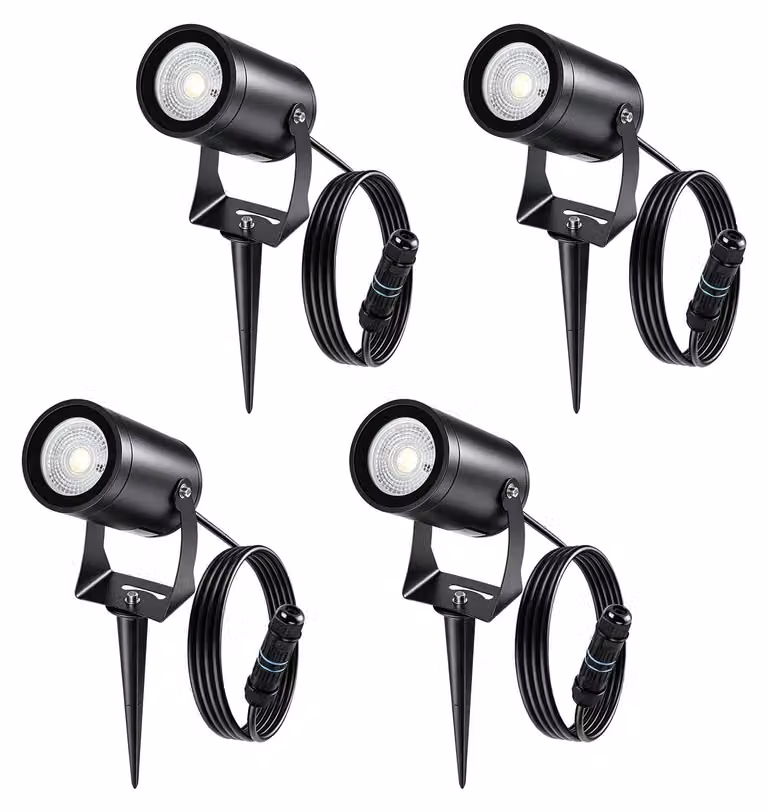 Set di 4 faretti da incasso, attacco GU10, grado di protezione IP65, 5W, 3000K, alluminio