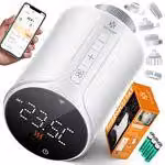 Termostato per radiatori KESSER® con Wi-Fi, controller per riscaldamento, compatibile con app per la casa intelligente, Alexa e Google Assistant