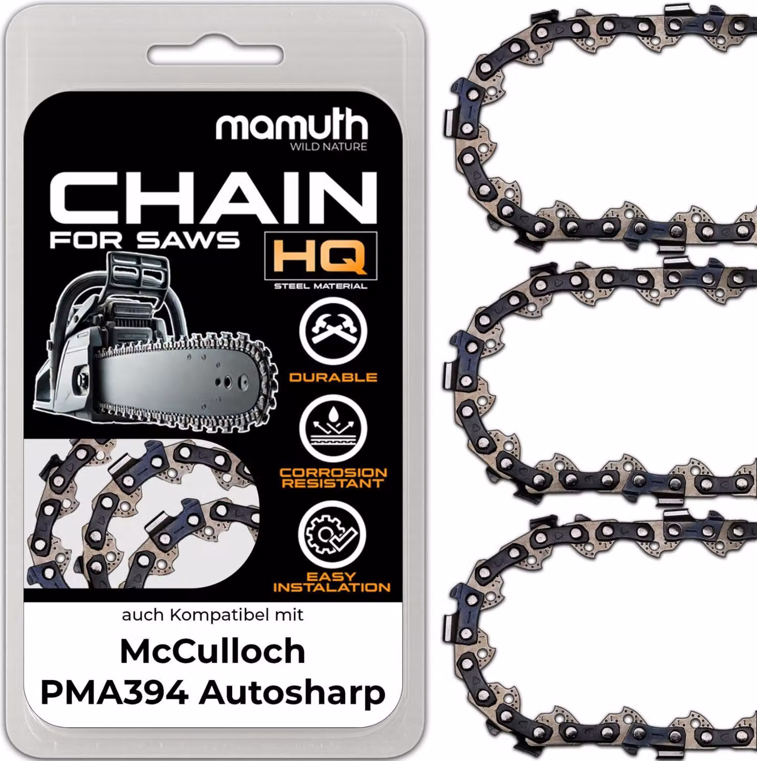 3 catene per motosega 30 cm 1,3 mm 3/8" 45 TG per McCulloch PMA394 Autosharp