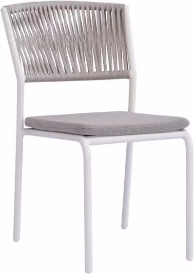 Set di 2 sedie Modena Moia Spa in alluminio bianco e corda beige impilabili con cuscini