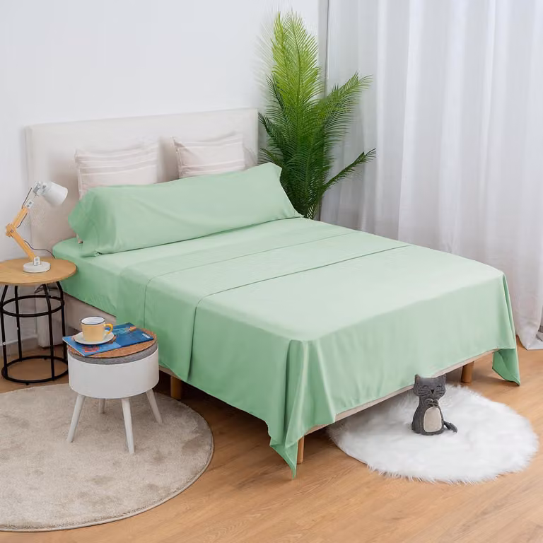 HANSEL HOME, set di biancheria da letto in microfibra da 3 pezzi per letti da 135 cm, traspirante, composta da 1 copripiumino, 1 lenzuolo e 1 federa, colore verde