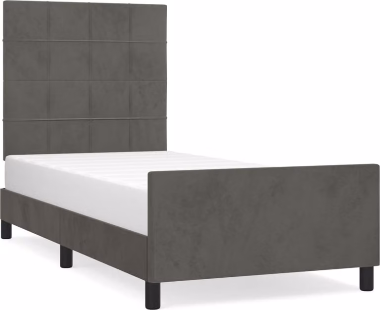 Giroletto senza Materasso Grigio Scuro 90x200 cm Velluto
