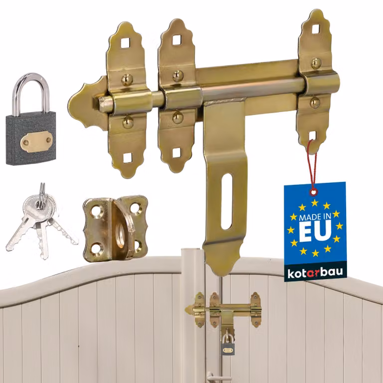 KOTARBAU® Chiavistello Porta Chiavistello per Cancello 200 mm Acciaio Zincato Catenaccio Porta con Lucchetto Oro