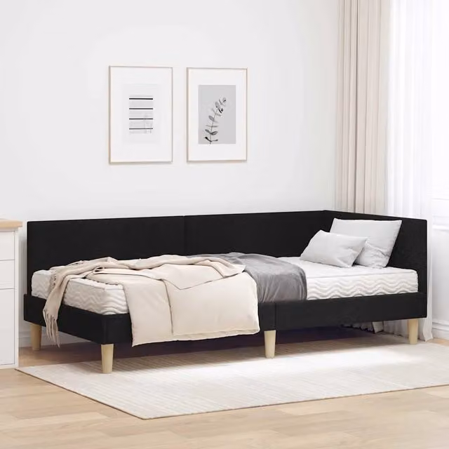 Struttura Letto Angolare con Materasso 2 pz Nero 80 x 200 cm 3393727