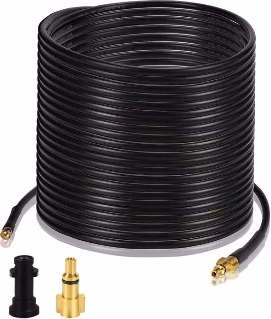 Tubo flessibile per la pulizia di scarichi, resistente a 180 bar, compatibile con idropulitrici (modelli K2-K7) - include adattatore