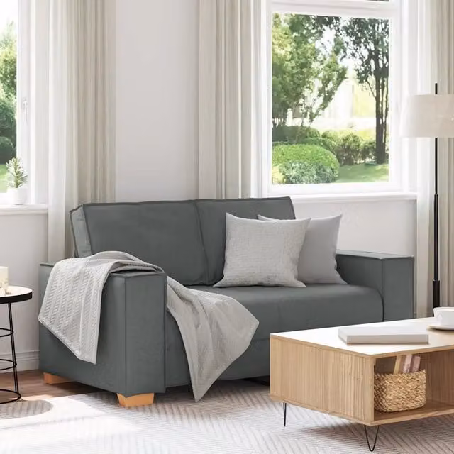 Divano a 2 posti Grigio scuro 160x78x84 cm in tessuto 4104971