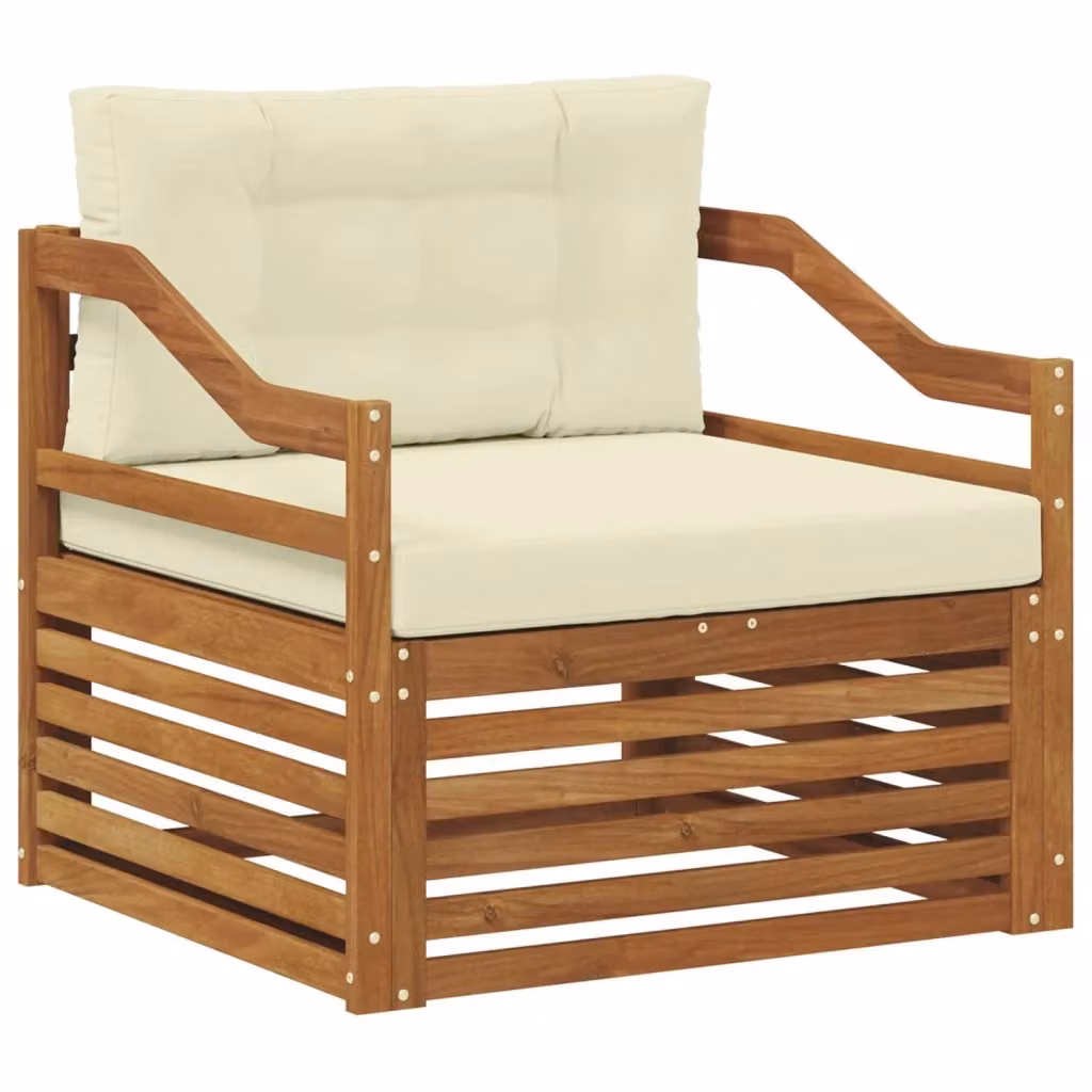 Divano da esterno moderno vidaXL in legno di acacia con struttura in legno massiccio e tessuto beige – 2