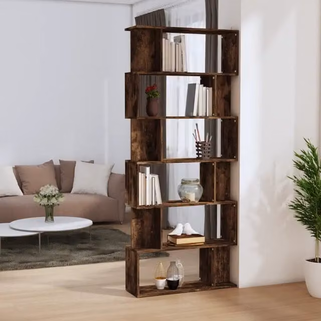 Libreria Divisorio Design Mania in Legno Ingegnerizzato Rovere Fumo, L: 80 cm, P: 24 cm, H: 192 cm – 1