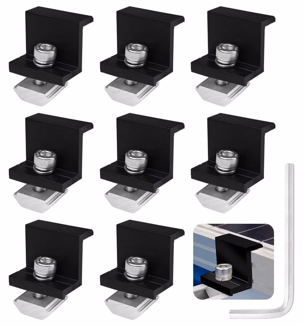 Supporti a forma di Z per pannelli solari, 30 mm, confezione da 8 pezzi, in alluminio, colore nero