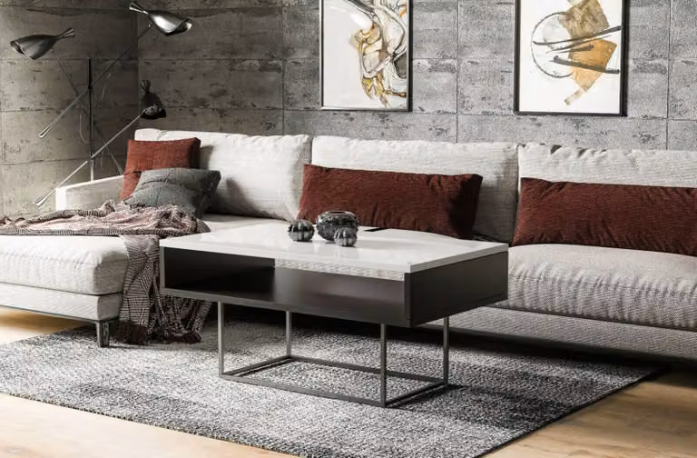 Endo-Möbel tavolino Enna 100x60x53 cm tavolo da soggiorno con ripiano (bianco lucido)
