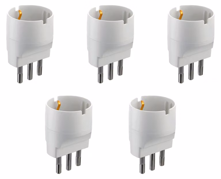 Electraline 92291 Set di 5 adattatori da spina Schuko grande 16 A, bianco