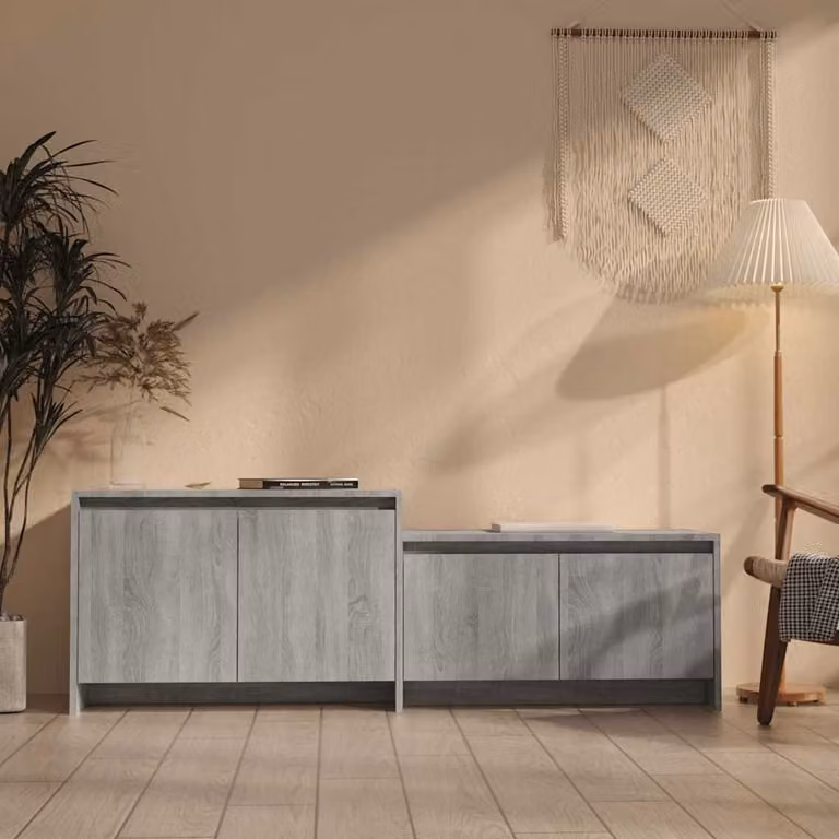 Mobile TV vidaXL Grigio Sonoma in legno e MDF L: 146,5 cm, P: 35 cm, H: 50 cm