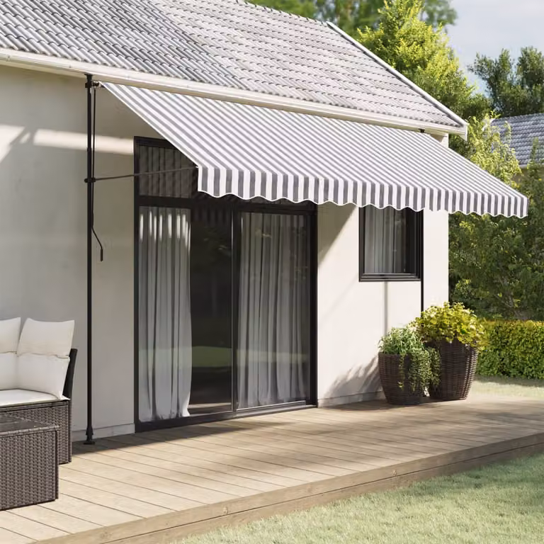 Ricambio Mantovana per Tenda da Sole vidaXL in Poliestere a Strisce Antracite e Bianche, Larghezza: 400 cm