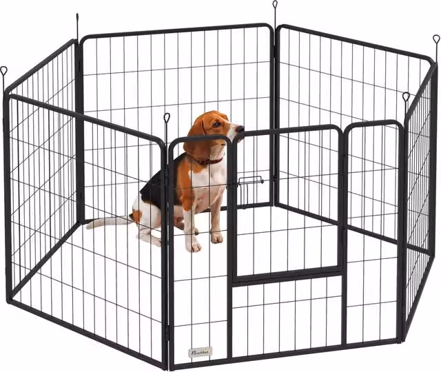 Recinto per Cani a 6 Pannelli ¨C zephmum ¨C Nero 80 cm Altura