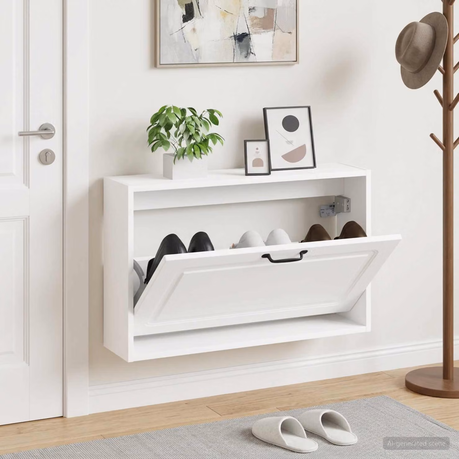 Mobiletto per scarpe da muro vidaXL UTRECHT moderno Bianco L: 71 cm, P: 17 cm, H: 43 cm