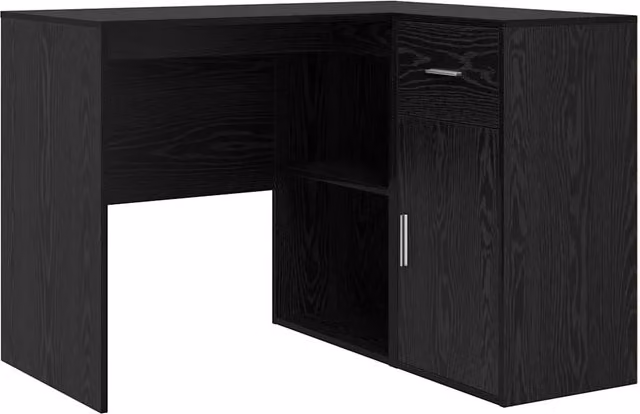 Scrivania | Tavolo da Ufficio ad angolo con cassetto Rovere Nero 102 x 88 x 75 cm