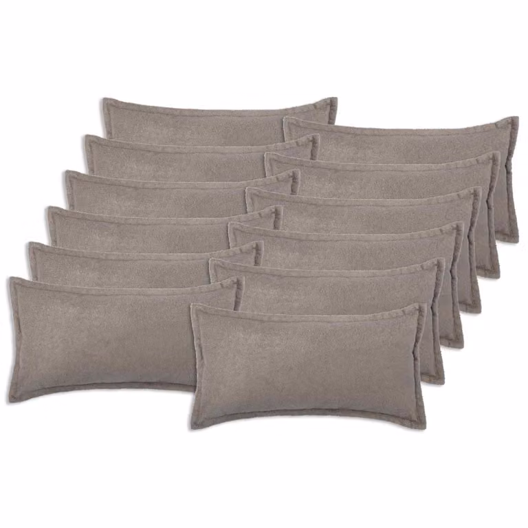Set di 12 federe vidaXL HOUTEN in tessuto Bouclé grigio chiaro, L 40 cm x P 80 cm