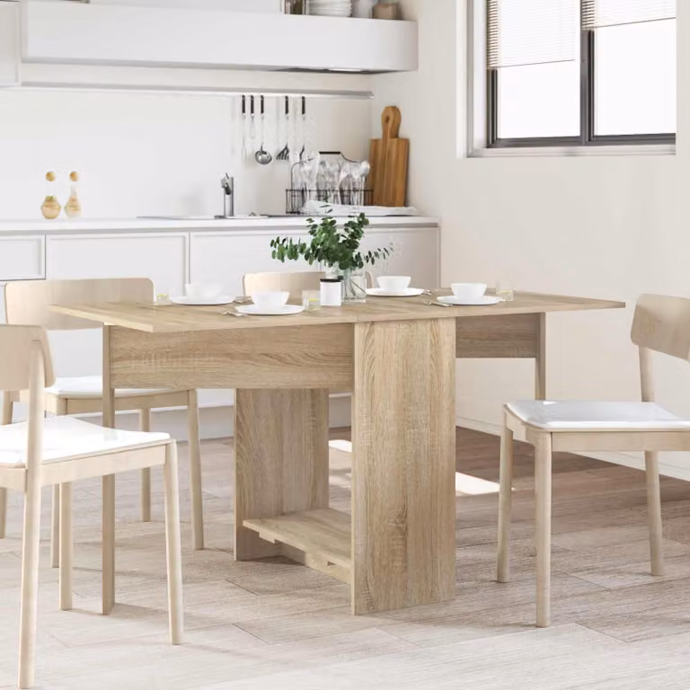 vidaXL Tavolo da Pranzo Rettangolare Estensibile in Legno Ingegnerizzato Moderno, Colore Marrone e Beige, L: 138 cm, P: 70 cm, H: 73,5 cm