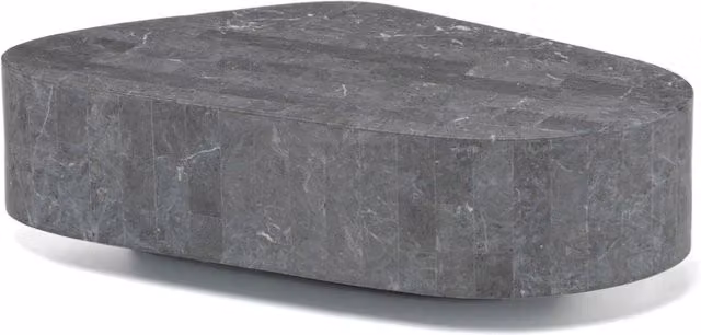 Tavolino da salotto Trapezio in pietra fossile Grigio GIORDANOSHOP L: 100 cm, P: 52 cm, H: 28 cm