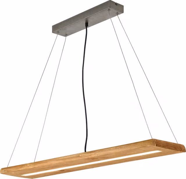 Lampada a sospensione LED Trio Leuchten in legno e metallo argento, regolabile e dimmerabile, L 100 cm