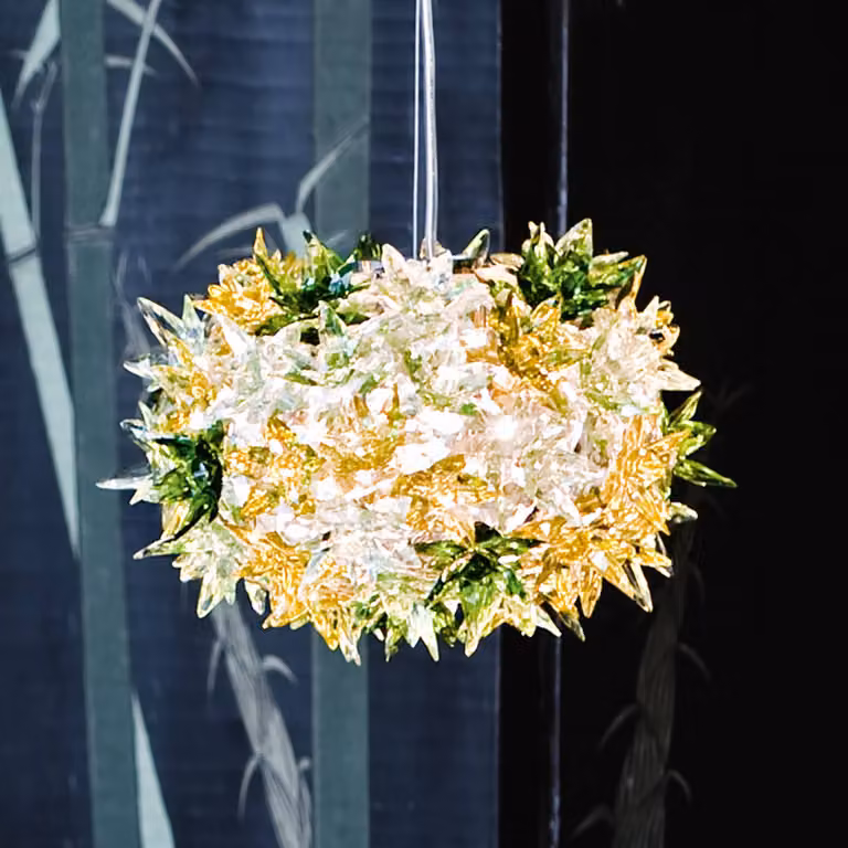 Kartell Lampada a sospensione Bloom S2, Verde, Soggiorno / Sala da pranzo, Plastica, Design, Lampada a sospensione