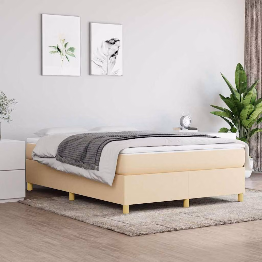 Struttura Letto a Rete a Molle vidaXL in Tessuto Beige L: 140 cm, P: 200 cm