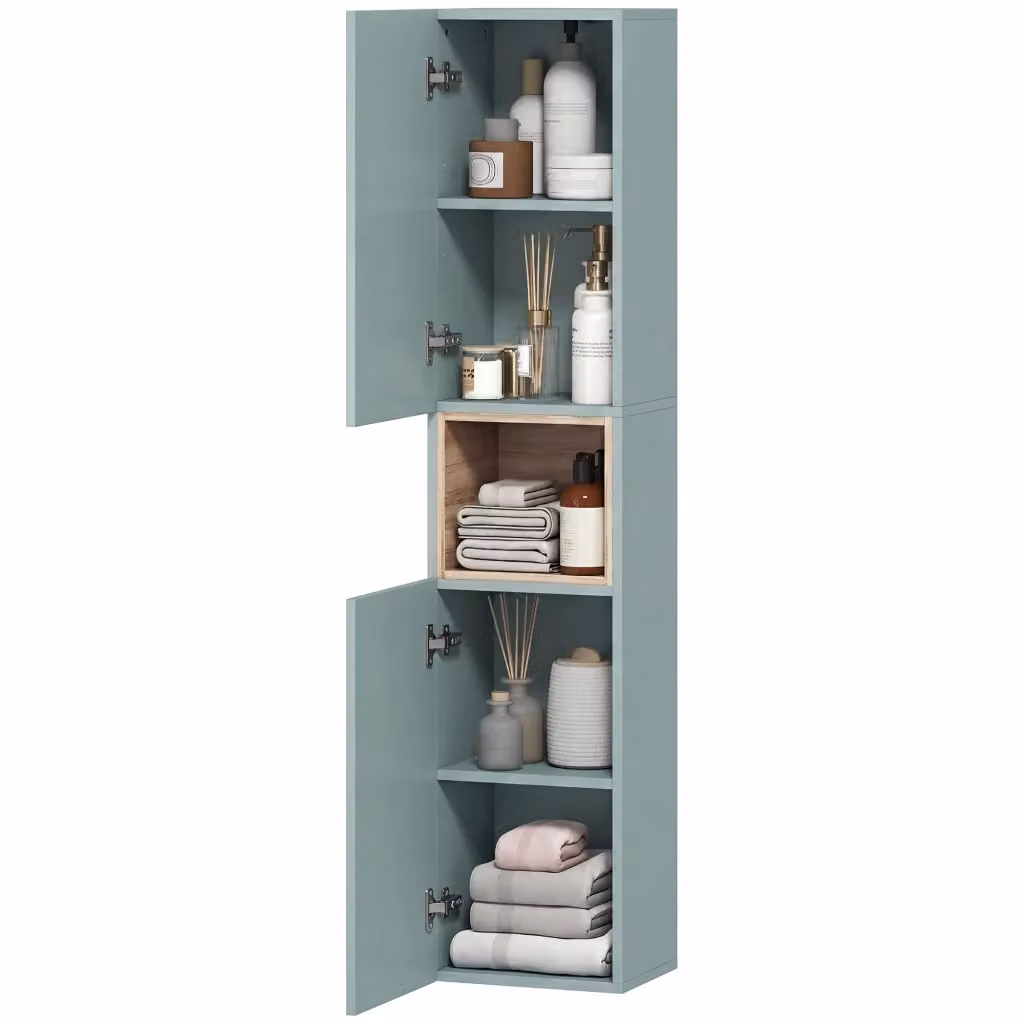 Colonna bagno Xylo verde con ante soft-close e ripiani regolabili L/P/H: 30 x 24 x 140 cm – 2