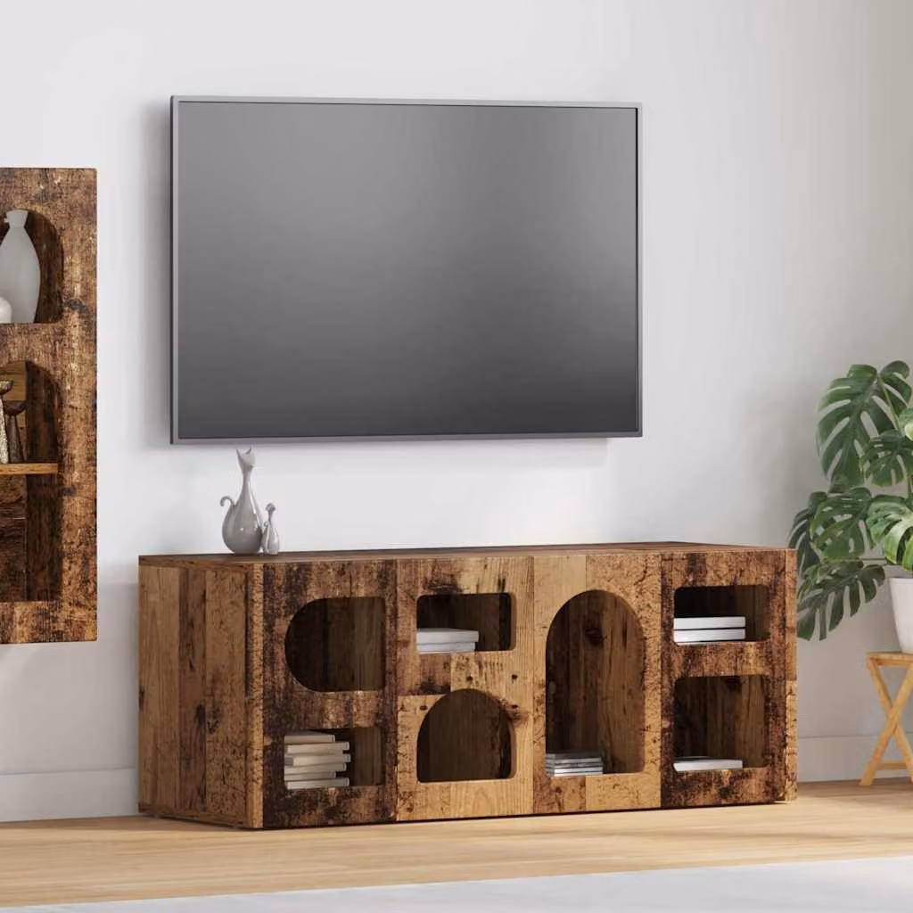 Mobile TV stand vidaXL in legno vecchio marrone con scomparti multimediali L/P/H: 100 x 35 x 40 cm