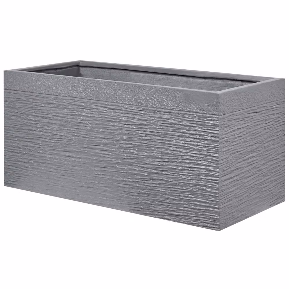 Fioriera rettangolare BELIANI in ceramica grigia per interni ed esterni L 80 cm x P 37 cm x H 37 cm – 2