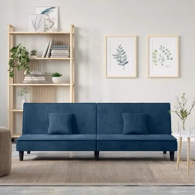 Divano Letto Blu in Velluto 351906