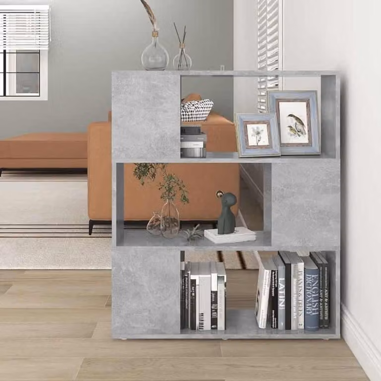 Libreria/Divisorio vidaXL Grigio Cemento in MDF L: 80 cm, P: 24 cm, H: 94 cm