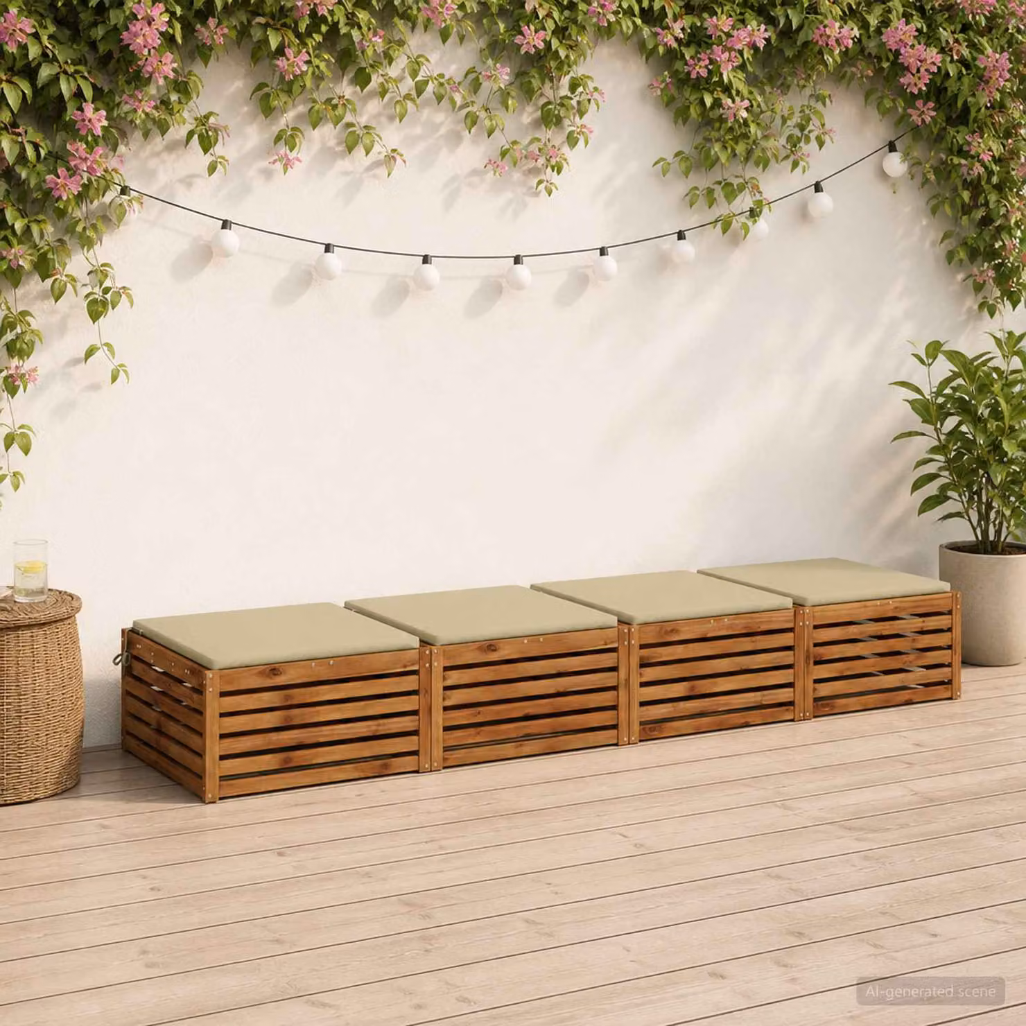 Set di 4 cuscini per sedia vidaXL in poliestere con imbottitura in schiuma, coperture rimovibili e resistenti ai raggi UV, disponibili in verde o beige