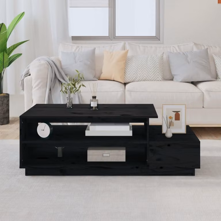 Maison Exclusive - Tavolino nero 120x50x40,5 cm in legno massello di pino
