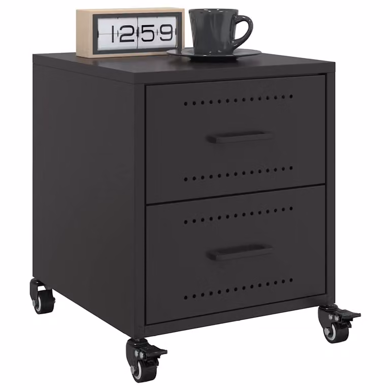 Set di 2 comodini vidaXL neri in metallo con finitura opaca L/P/H: 36 x 39 x 43,5 cm