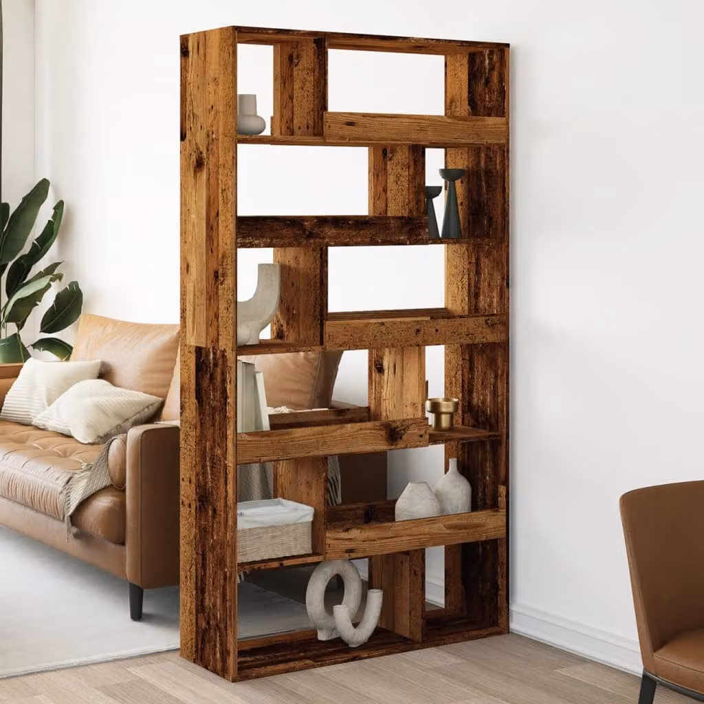 Divisorio per stanze vidaXL in MDF color marrone con design geometrico, L: 100 cm, P: 33 cm, H: 187,5 cm