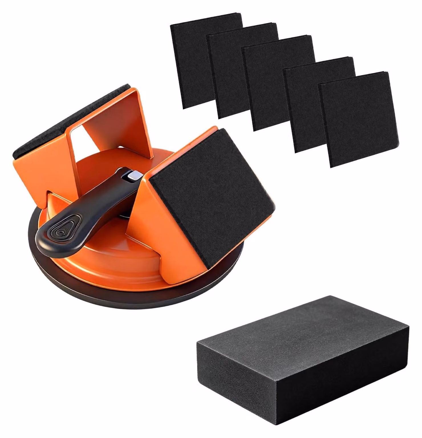 Kit per la posa del laminato, completo di ventosa e strumento per l'allineamento delle fughe