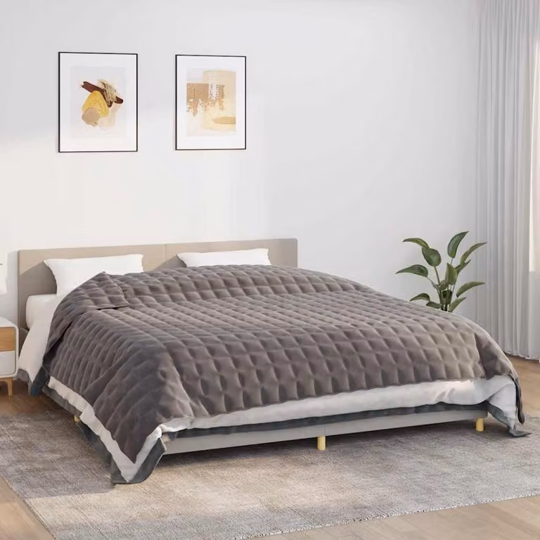 Coperta Ponderata vidaXL Grigia in Microfibra Traspirante, L 220 cm x P 260 cm, 11 kg