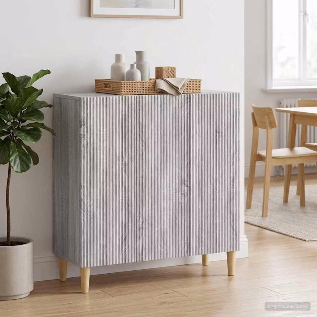 Credenza moderna vidaXL in legno ingegnerizzato grigio Sonoma L: 89 cm, P: 34,5 cm, H: 80 cm