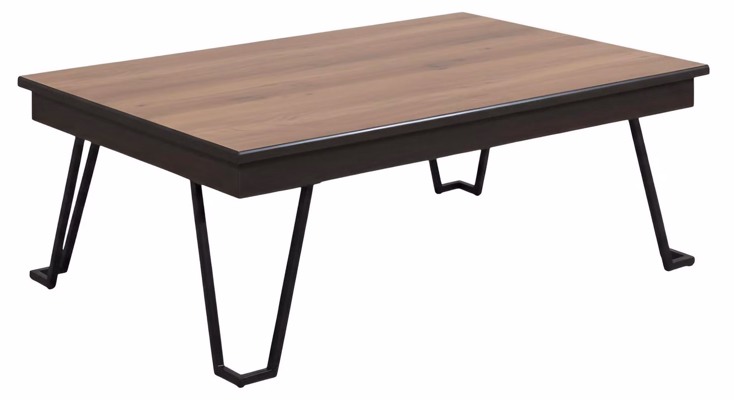 Tavolino da salotto di alta qualità con struttura in legno, colore marrone, angoli arrotondati e gambe alte