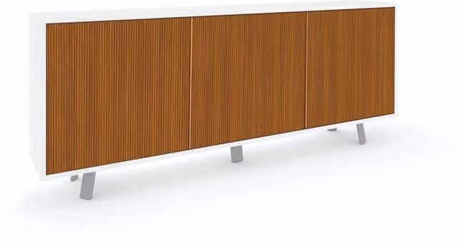 Mobile Soggiorno Madia 3 Ante 177x41x74 cm Ossido Bianco e Rovere Dogato