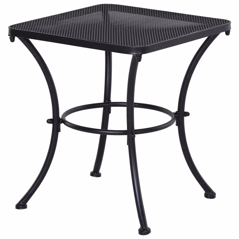Tavolino Moonbite, 45x45x50 cm, tavolo da giardino con piano in mesh e motivo decorativo, verniciato a polvere, gambe arrotondate, capacità di carico 30 kg, metallo, nero