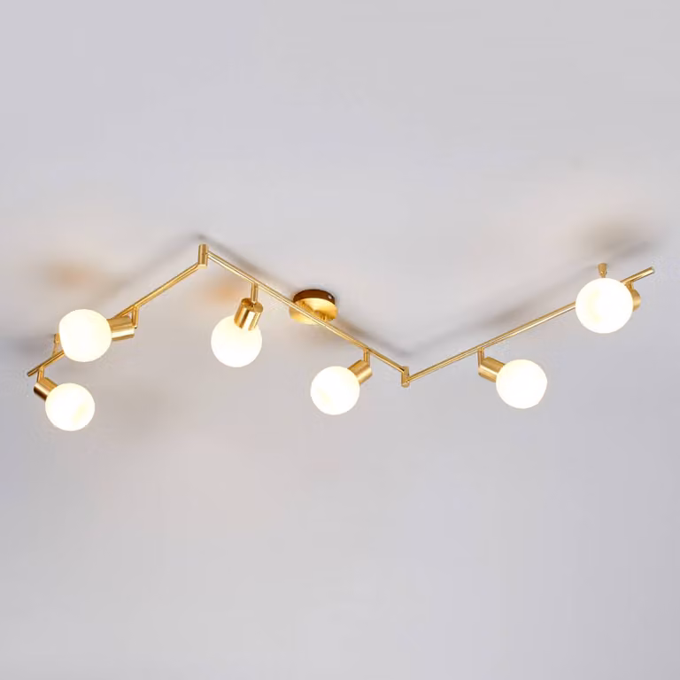 Faretto a soffitto ELAINA Lindby, dimmerabile, Ottone / Oro, Soggiorno / Sala da pranzo, Metallo, Moderno, Plafoniera