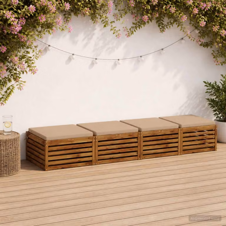 Set di 4 cuscini per sedia vidaXL SOEST in poliestere color sabbia con fodera rimovibile e resistenza ai raggi UV