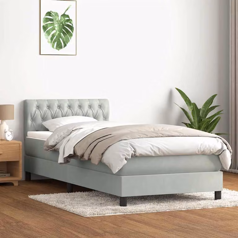 Maison Exclusive - Letto a Molle con Materasso e LED Grigio Chiaro 90x220 cm Velluto