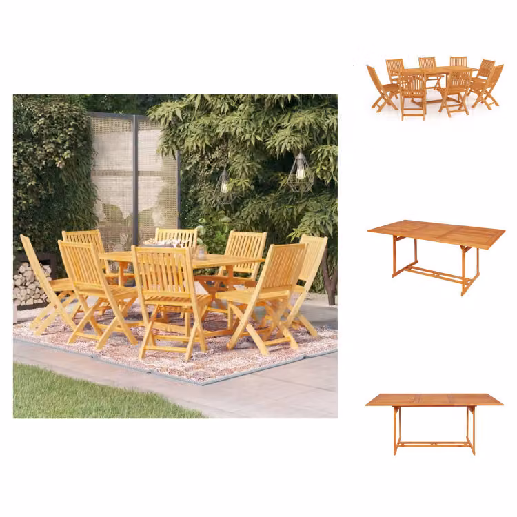 vidaXL Set da pranzo da giardino 9 pezzi in teak massiccio - Set di mobili da giardino