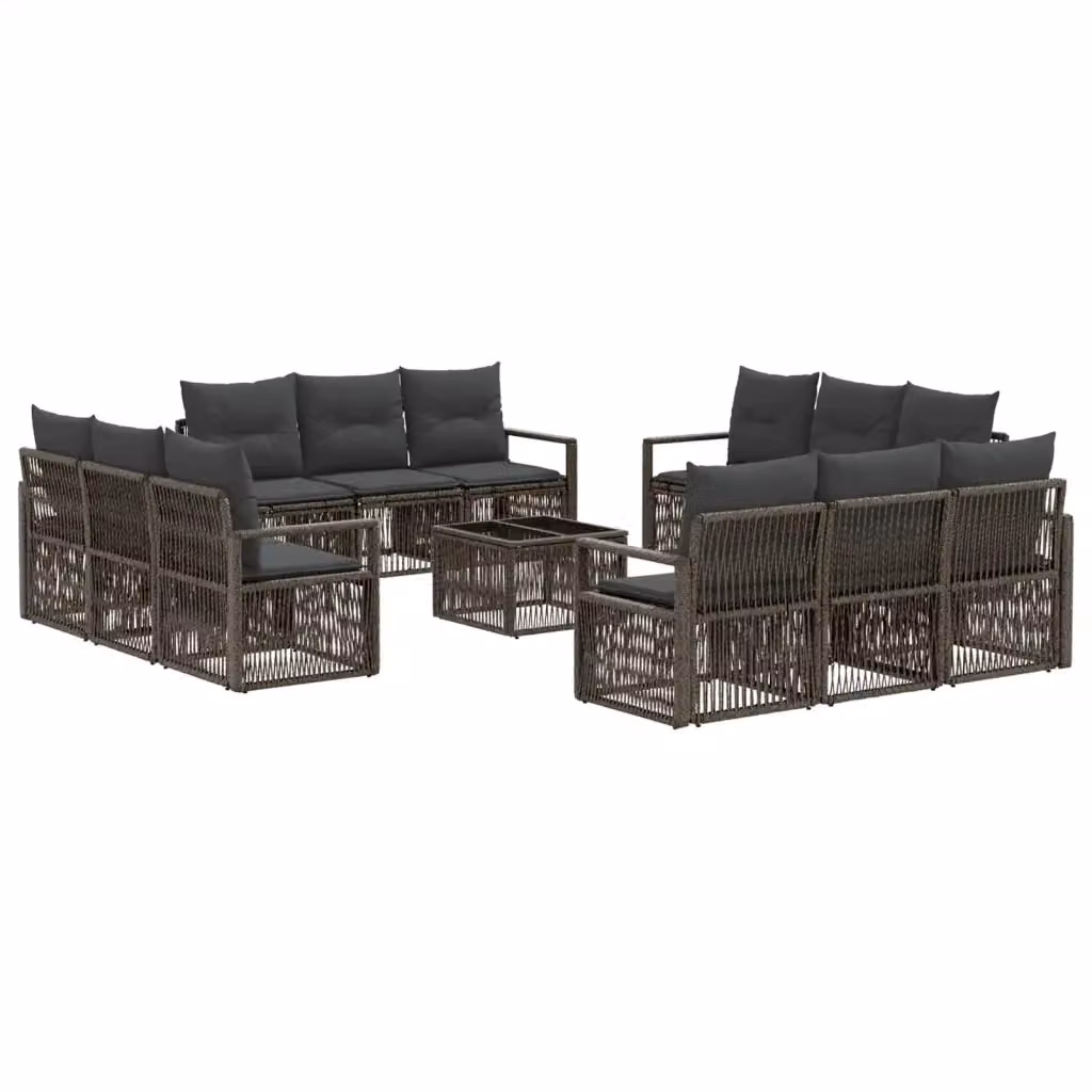 Set Divano da Giardino Moderno vidaXL in Polyrattan Grigio con Cuscini e Tavolino – 2