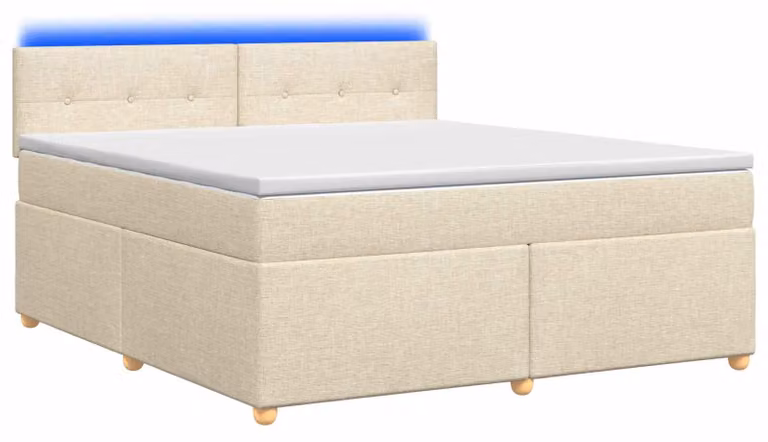 Letto a molle con materasso crema 160 x 200 cm in tessuto