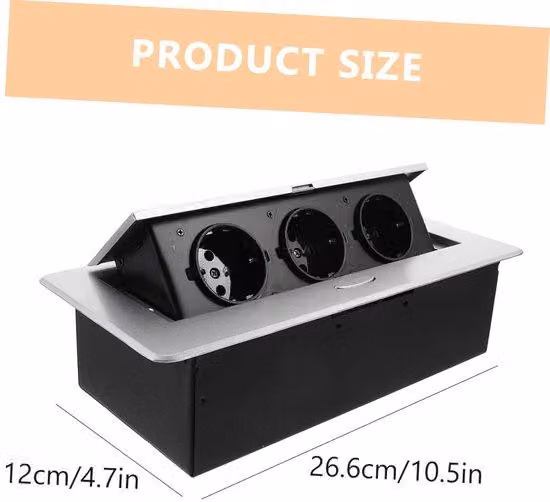 Prese USB a scomparsa - Connettore USB da incasso - Box a scomparsa per tavoli e postazioni d'ufficio - 3 porte - Cavo da 1,5 metri - Adatto per cucina, sala conferenze (argento)
